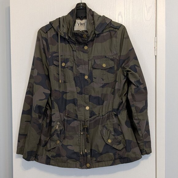 YMI Jackets & Blazers - YMI Army Green Camo Hooded Utility Cargo Jacket w Fleece Lining; Size XL